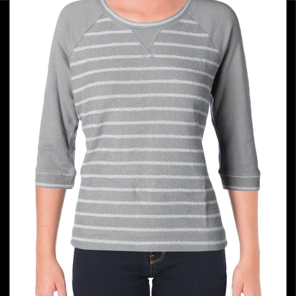 COPY - NYDJ French Terry Striped Top Grey XS - Picture 3 of 7